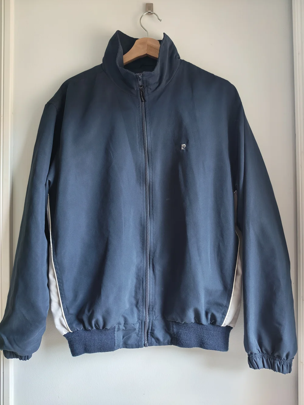 Pierre Cardin Navy Zip-Up Jacket with White Side Panels Size S